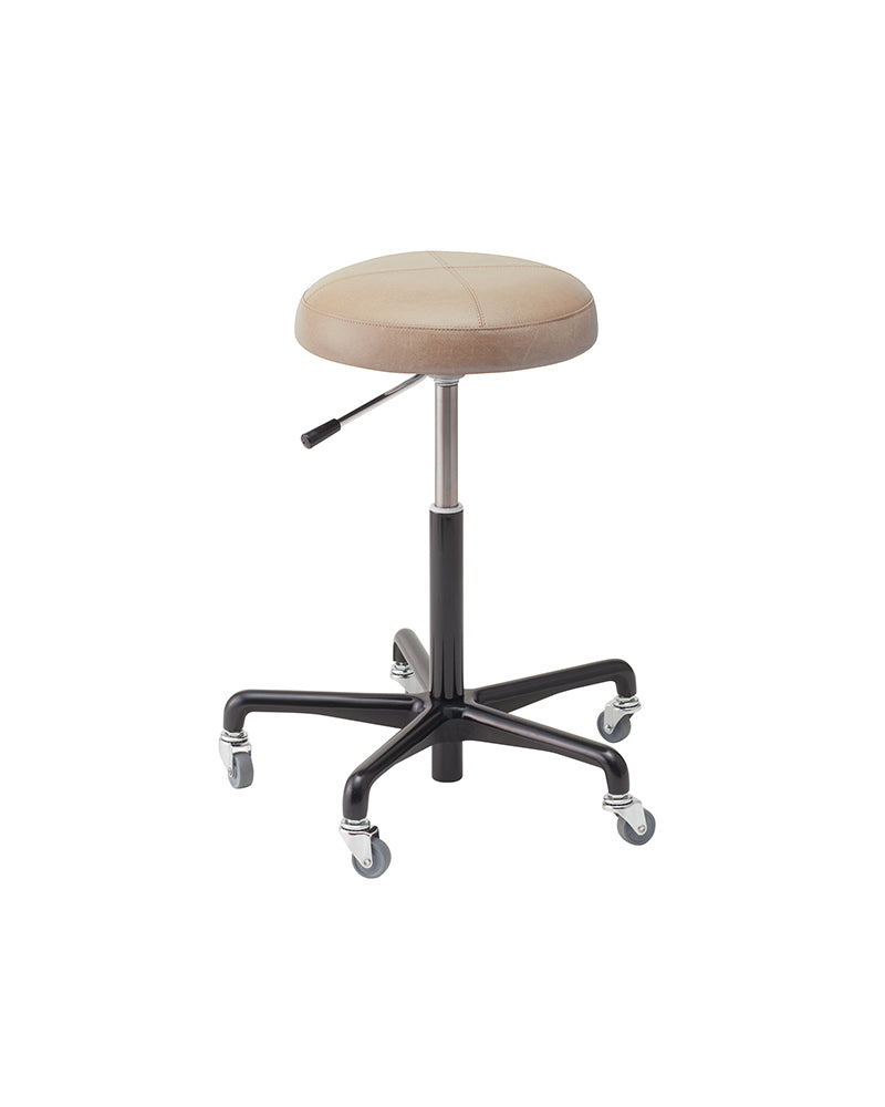 Zen - Beige salon stool - Black cross base