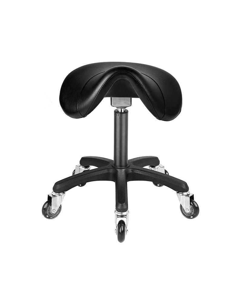 Saddle Black - Black saddle stool with black cross base