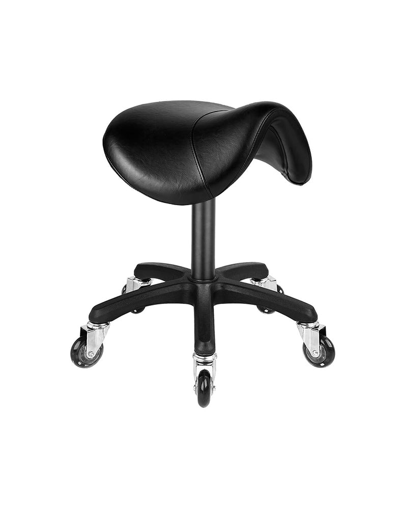 Saddle Black - Black saddle stool with black cross base