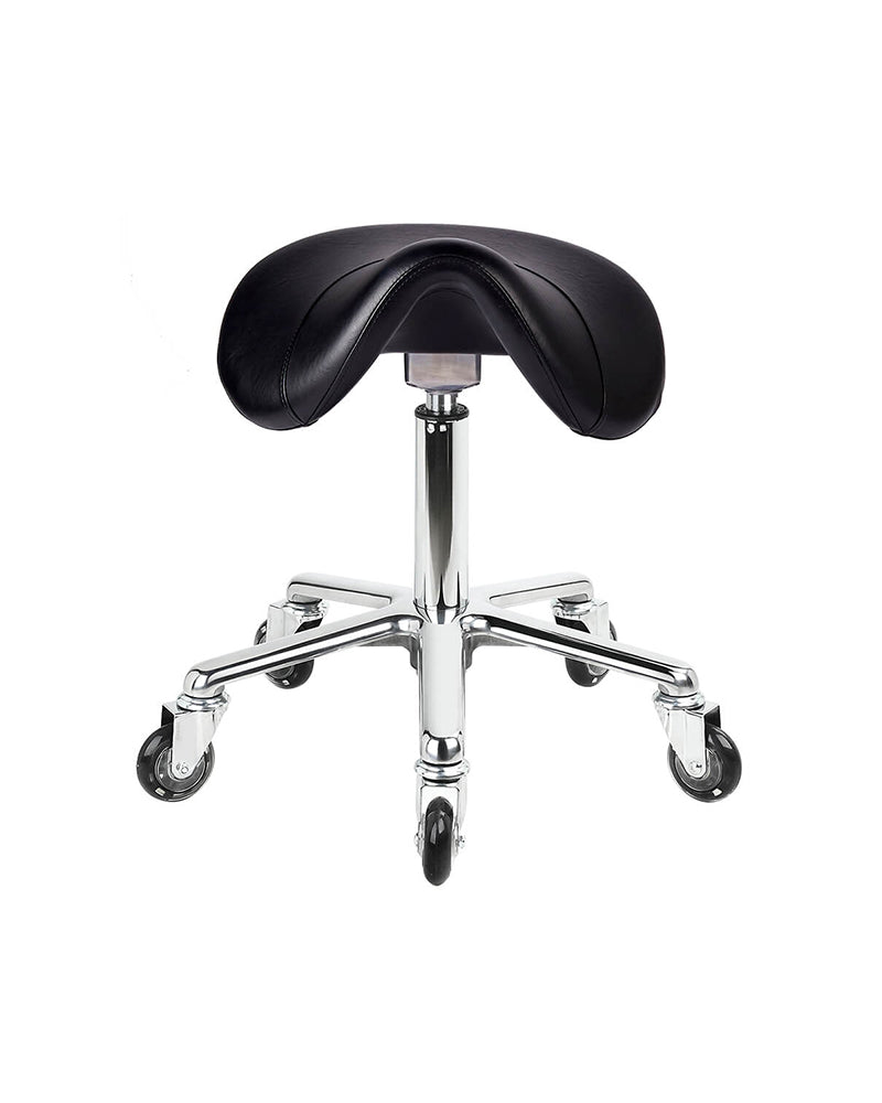 Saddle Black - Black saddle stool with chrome cross base