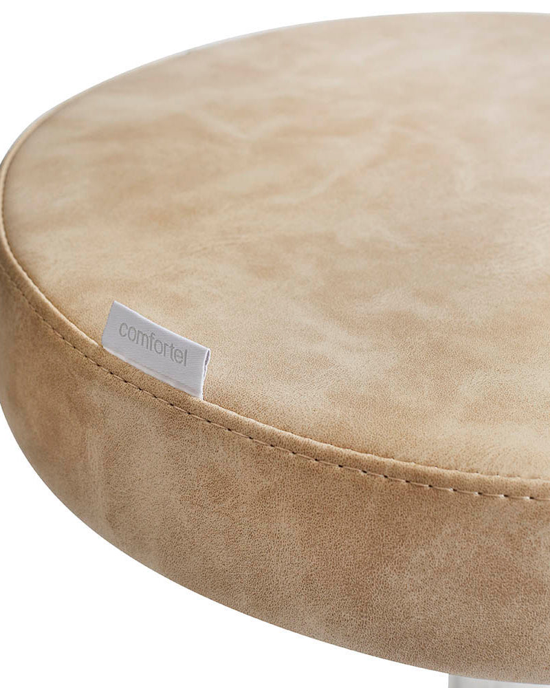 Round Sand - Beige salon stool with chrome cross base