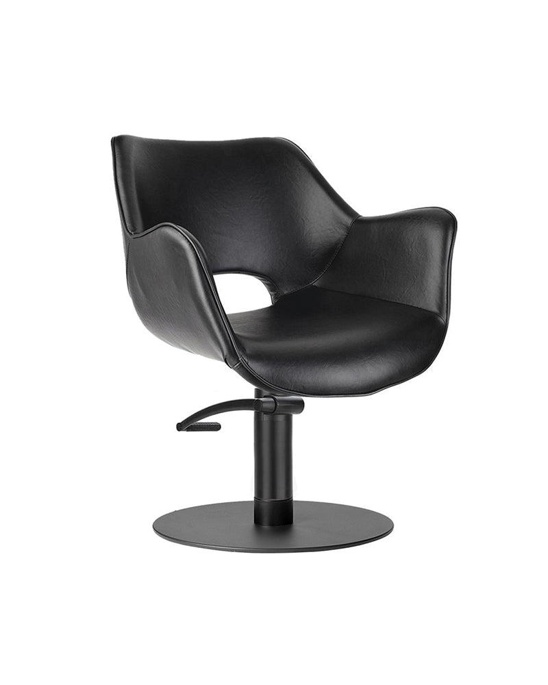 Chloe Black - Black hairdressing chair - Black round base