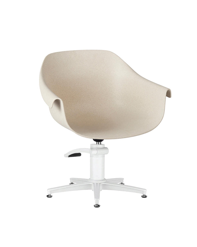 Eco - Beige hairdressing chair - White cross base