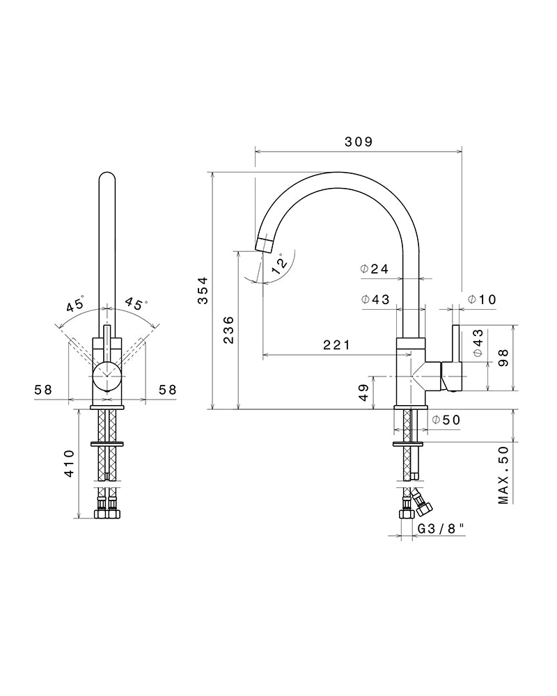 Newform X-Trend - Chrome washing unit with massage faucet