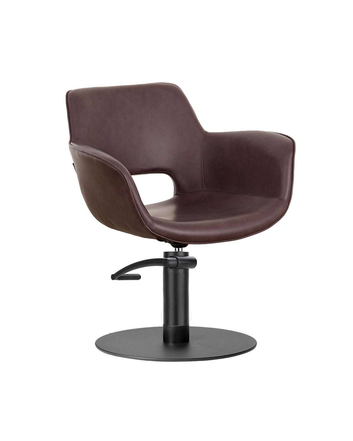 Milo Merlot - Brown styling chair with black round base