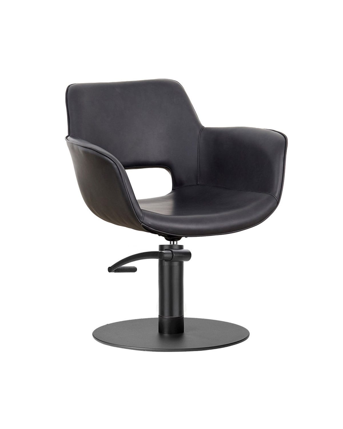 Milo Midnight - Gray styling chair with black round base